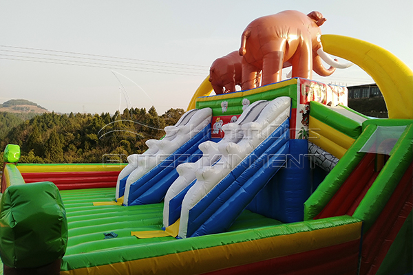 animal elephant themed inflatable castle used in school